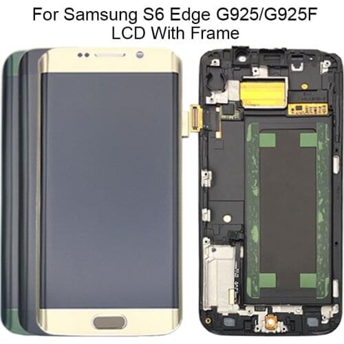 For Samsung Galaxy S6 edge G925 G925I G925F LCD Display Touch Screen Digitizer With Frame Assembly Replace 100% Tested