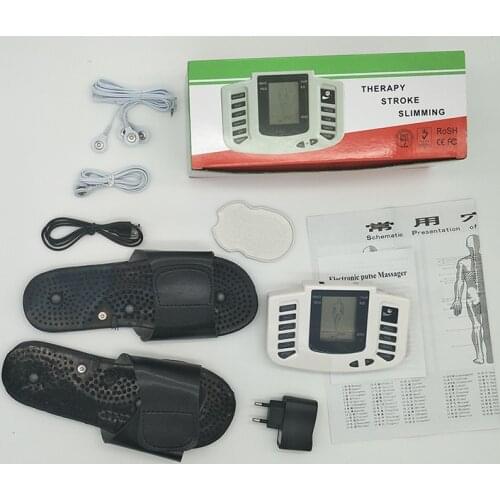 JR309 Electrical Stimulator Full Body Relax Muscle Digital Massager Pulse TENS Acupuncture Therapy Slipper+16 Pcs Electrode Pads