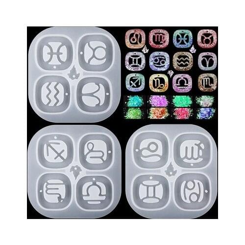 12 Constellation Earring Resin Mold for DIY Craft Pendant Necklace Epoxy Silicone Mold Jewelry Making Findings Accessories