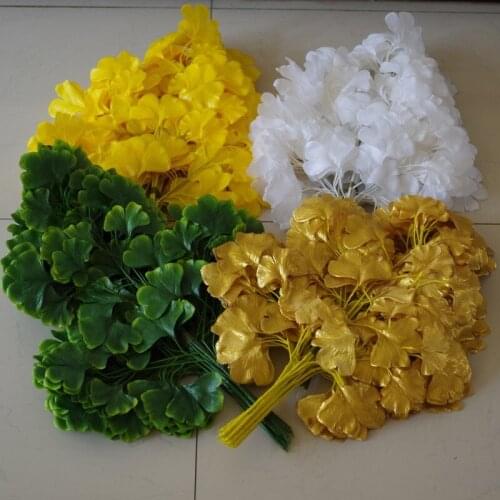 Ginkgo leaves Road flower stage background decoration flower White artificial ginkgo biloba White leaves wedding decoration