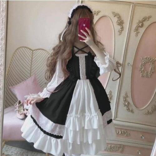 NONSAR Classical Lolita Dress Japanese Soft Girl Lolita Small Ruffled Cake Long Sleeve Dress For Women Wedding Party