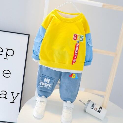 2PCS Spring Autumn Baby Boy/Girls Kids Sets Children Clothing Cotton Toddler Letter Pullover Sweatershirt+Pants Outfits