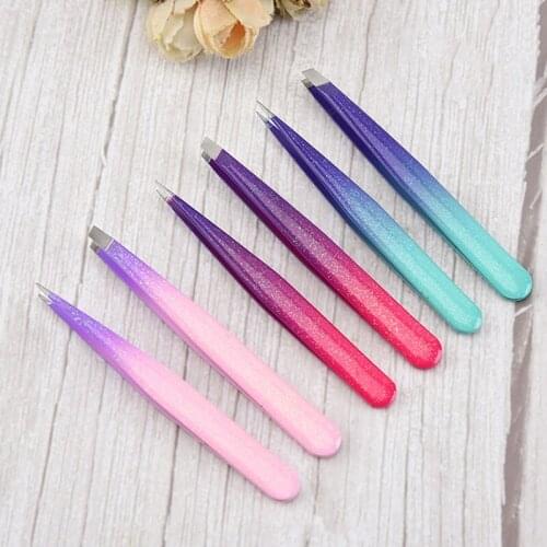 2pc Stainless Steel Eye Brow Clips Eyebrow Tweezer Hair Beauty Slanted Puller Makeup Tool Free Shipping