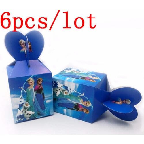 Disney Frozen Theme Candy Box Kids Birthday Party Decoration Print Princess Anna Elsa Cupcake Boxes Gift Box Supplies 6pcs/lot