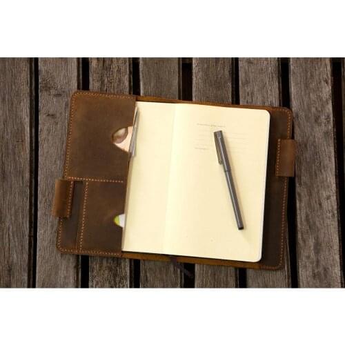 Larger Moleskine leather cover / Moleskine Classic notebook cover organizer / larger size Moleskine leather portfolio case