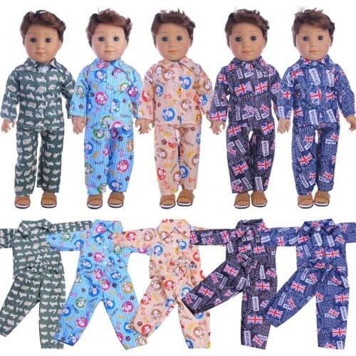 Doll Pajamas 15 Styles Cartoon Male Clothes Accessories For 18 Inch American&43 Cm Born Baby Generation Birthday Girls Gifts
