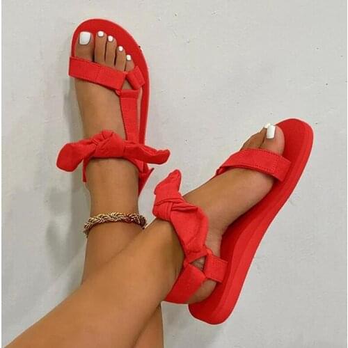 Fashion Beach Sandals Open Toe Bowknot Outdoor Womens Shoes Comfortable Casual Plus Size 43