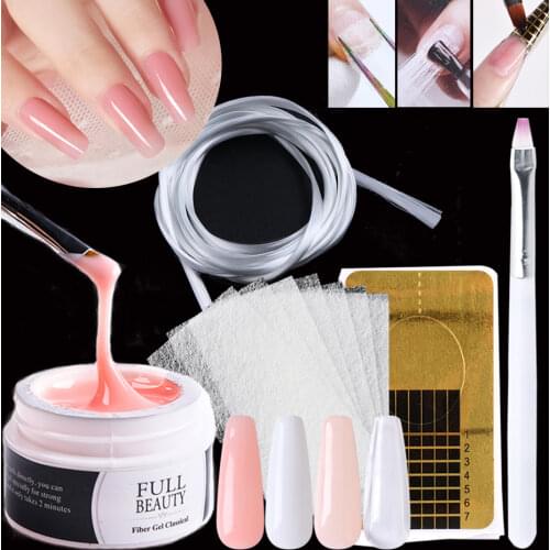 15ml Prolong Gel Nail Extension Kit Quick Building Fiberglass Silk Nail Form Prolong Builder French Acrylic Manicure Set SA1800