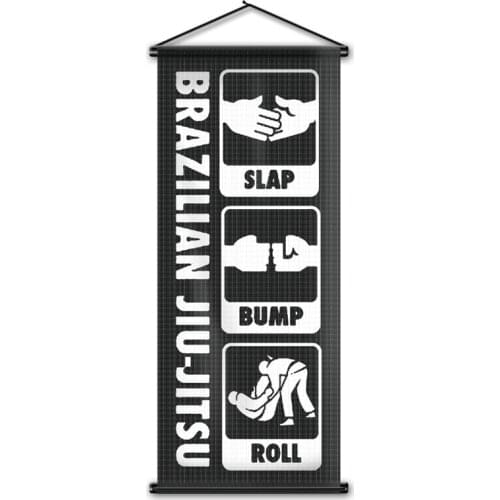 Brazilian Jiu-Jitsu Hanging Wall Flag Jiu Jitsu BJJ Slap Dump Roll Scroll Banner Indoor Bedroom Decor Flag 45x110cm