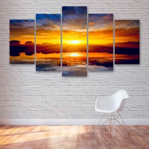 5 Piece Wall Art Canvas Landscape Poster Sunset Skyrim Pictures And Prints Home Modern Living Room Wall Decoration Paintings