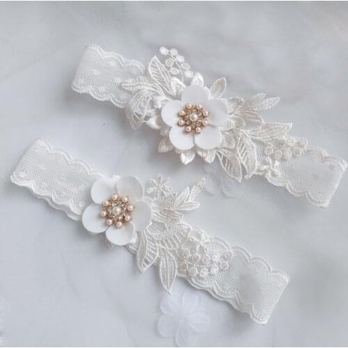New Wedding Bridal Garter Rhinestone Pearl Flower Garters Decorations For Bride And Bridesmaid