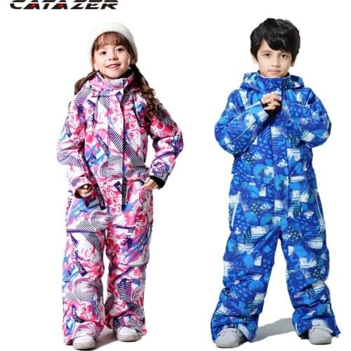 Catazer New Kids Ski Suit Children Waterproof Girls and Boys Snow Set Pants Winter Skiing and Snowboarding Jacket Child Baby