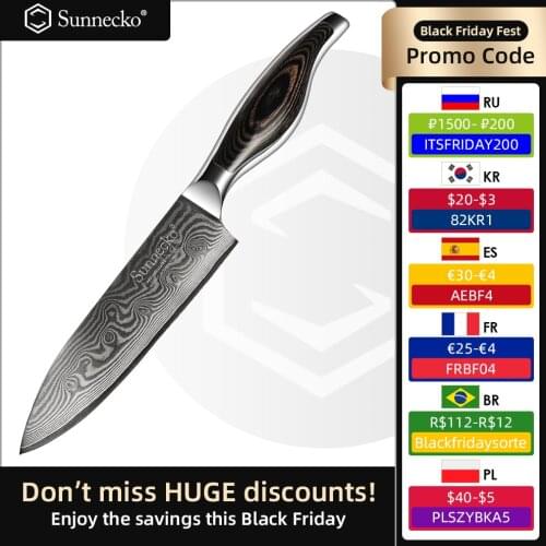 SUNNECKO Premium 6" Razor Sharp Damascus Chefs Knife Japanese VG10 Steel Blade Kitchen Knives Slicer Cutting Pakka Wood Handle