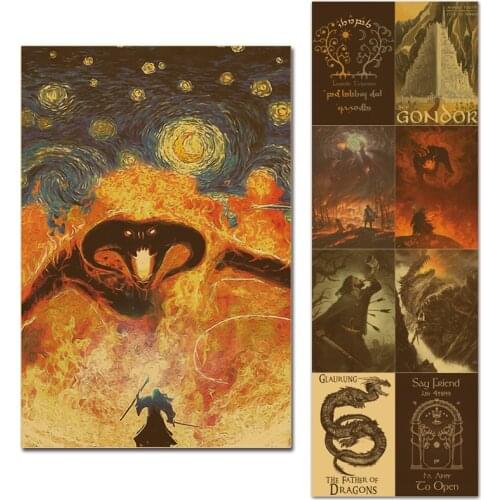 LOTR Poster 30x45cm Retro Brownpaper Style Wall Posters Gondor White Tree Wizard Balrog Home Decor Internet Cafe Bar Decoration
