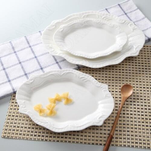 Retro Ceramic Plates Restaurant Western Steak Dishes Dining Table Breakfast Bread Plate Creativity Afternoon Tea Cake Trays
