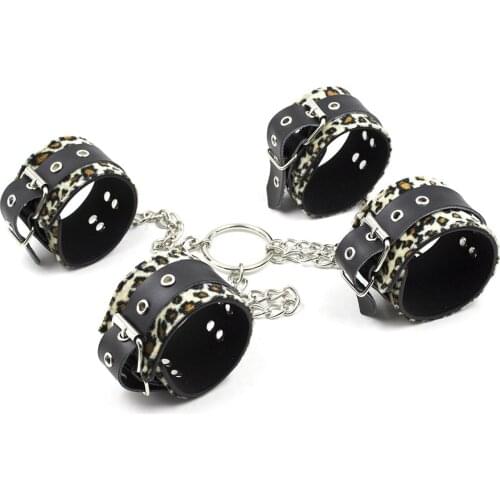 Sex Toys Adult Fun Hand And Foot Buckle Sex Hand And Handcuffs Bondage Leopard Sex Toys
