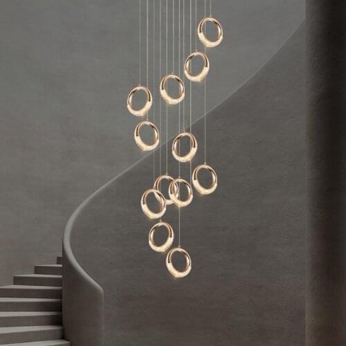 Modern rings chandelier for living room gold bedroom bedside hanging lamp table dining room light fixtures staircase chandeliers