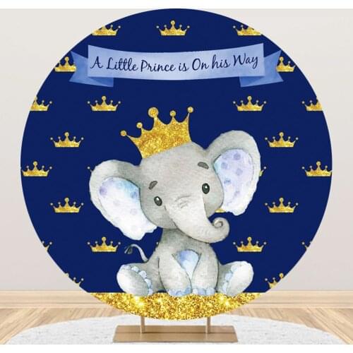 Good Night Baby Elephant Circle Round Backgrounds Photography Child Birthday Party Photozone Photo Backdrop Baby Shower Poster