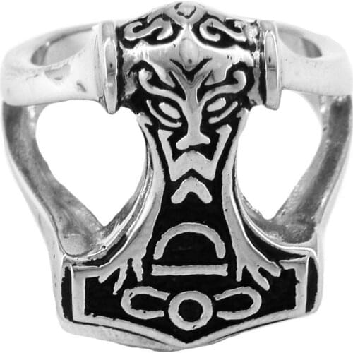 Fanssteel Stainless steel Jewelry flame thors hammer ring FSR08W78