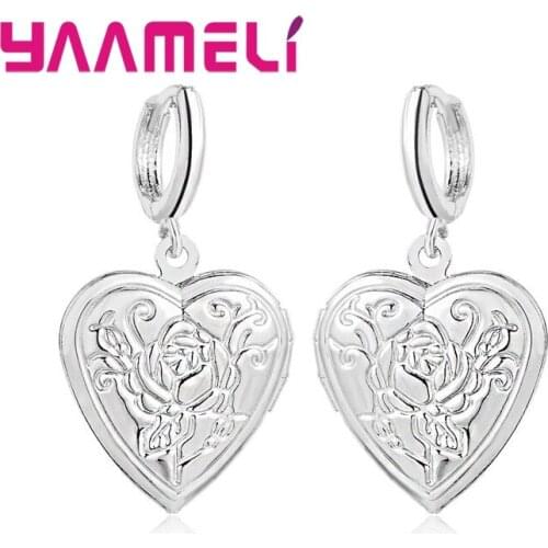 100% New Brand Women Fashion Design Heart Style Dangle Earrings For Sale 925 Sterling Silver Birthday Party Gifts Wholesale