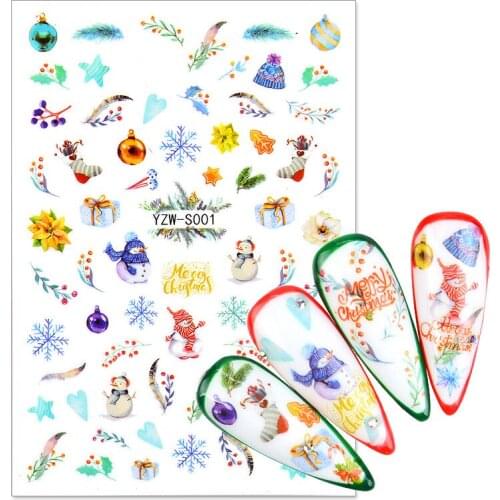 1 Sheet 3D Nail Sticker Christmas New Years Snowflake For Nail Art Stickers Snowflake DIY Nail Art Decoration Decals