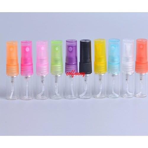 1000pcs 2ml Glass Spray Bottle Small Cosmetic 1/15OZ Containter Transparent Perfume Vials Refillable Travel Packgaing F050708
