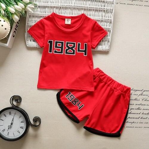 2pcs Set Kids Baby Boy Girl Short Sleeve Print T-shirt Babys Sets Tops+Shorts Outfits Set