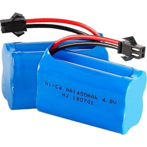 2pcs 4.8V 1400mAh Ni-Cd AA Battery Pack For Remote Control Electric Car Toys SM-2P Plug Nicd 4.8V Volt Battery Accessories