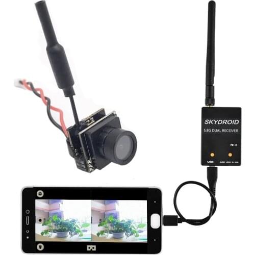 5.8G 25mw FPV transmitter 800TVL HD Micro CMOS Camera and FPV Receiver UVC Video Downlink OTG VR Android Phone for Racing drone