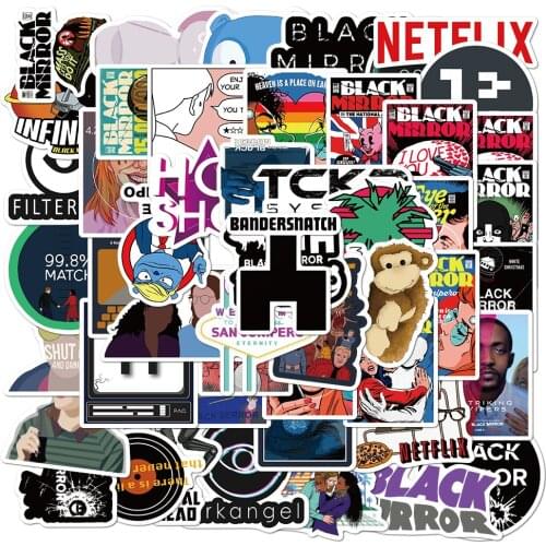 50Pcs TV series black mirror Stickers Snowboard Bicycle Luggage Skateboard Waterproof Graffiti Stickers