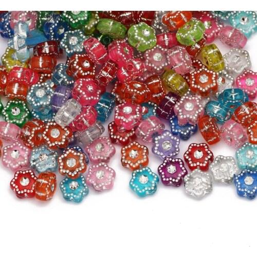 7x4mm Flower Shape Mixed Color Acrylic Beads 100pcs/lot Loose Spacer Beads For Jewelry Making DIY Necklace Bracelet Accessories