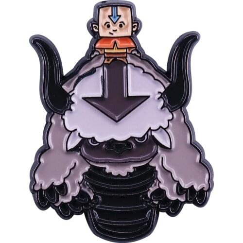 Avatar The Last Airbender Lapel Pin Aang With His Trusty Sky Bison, Appa Brooch Fans Fantasy Collection