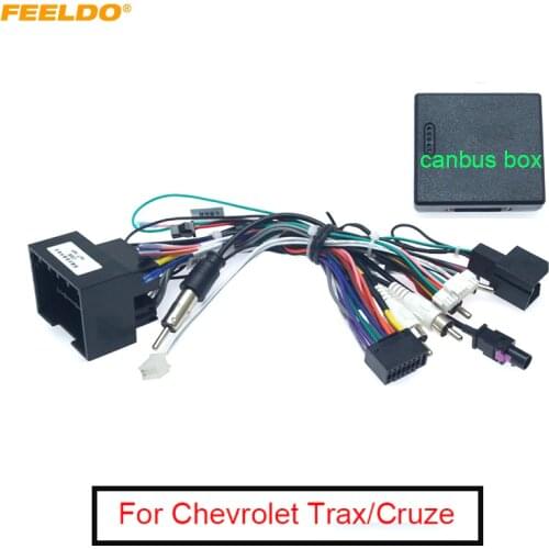 FEELDO Car Media Radio Player 16Pin Android Wire Harness With Canbus Box For Chevrolet Trax Cruze Aveo Buick Regal Power Cable