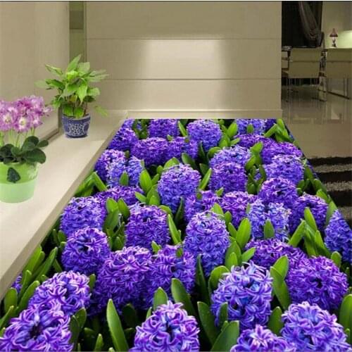 Beibehang Custom floor painting 3D aesthetic hyacinth flower sea three-dimensional self-adhesive flooring tiles papel de parede