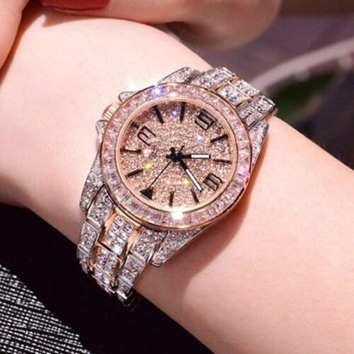 Hot Women Watches Fashion Gold diamond Top Luxury Watches Popular Lady Quartz Ladies Watch Full Rhinestone Dial Clock Hour 2020