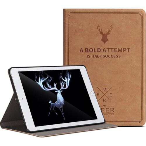 For New iPad 9.7 2018/A1893 2017A1822 Retro Deer Pattern PU Leather Tablet Cover Case Capa Para for iPad air 1 air 2 +Pen