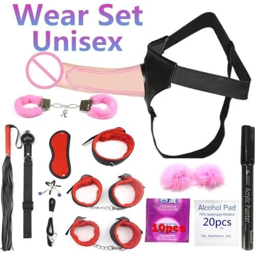Double Unisex wear dildo Penis vibrator Sex Toy for couples women Lesbian Jelly Harness Dildos sex shop bondage masturbator