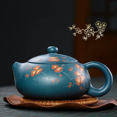 Yixing Purple Clay tea pot Plum blossom Xishi filter Teapots beauty kettle Raw ore Azure mud Handmade Boutique Tea set 190ml