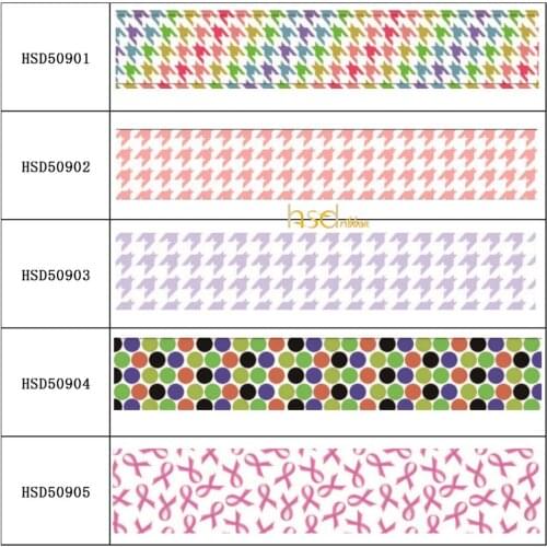 HSDRibbon free shipping 3" 75mm heat transfer printed Houndstooth Pattern Grosgrain Ribbon 50Yards/Roll