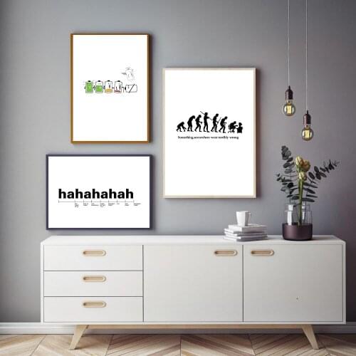 Hahahaha Canvas Poster and Prints Humor Human Evolution Painting Wall Art Nordic Style Decorative Picture Home Room Decor