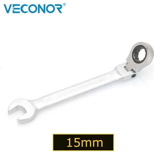15mm Ratchet Wrench Spanner Flexible Head Dull Polish 72T Ratcheting High Torque Multitool