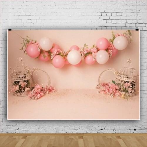 Beautiful Rose Pink Balloon Backdrops Photo Background Happy Birthday Party Decorations for Kids Photography Props