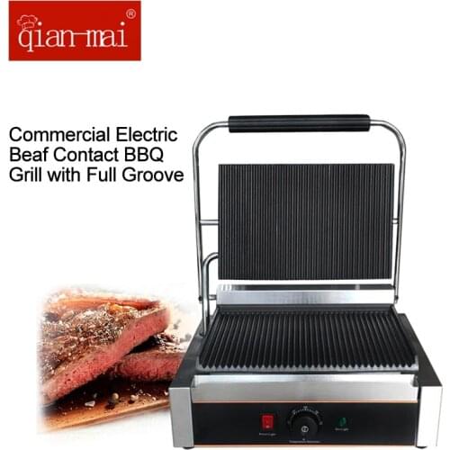 Qianmai Kitchen Appliances Cooking Appliances Lava Rock Electric Panini Sandwich Teppanyaki Steak Grill Griddle