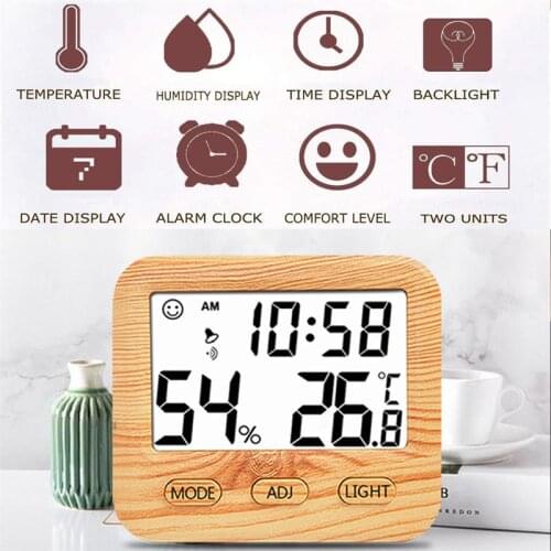 Multifunctional Digital Alarm Clock With Temperature Humidity Display Desk Watch Clock Electronic Alarm Clock For Office Bedroom