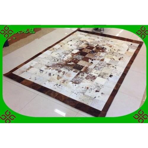 Fashionable art carpet 100% natural genuine cowhide leather moquette carpet