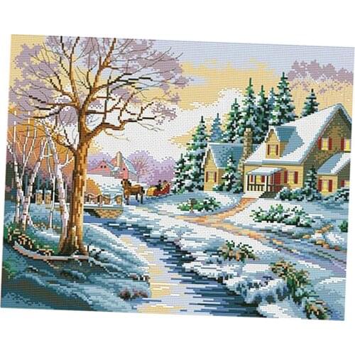 Cross Stitch Set Preprinted Snow Landscape DIY Needlework Cross Stitch