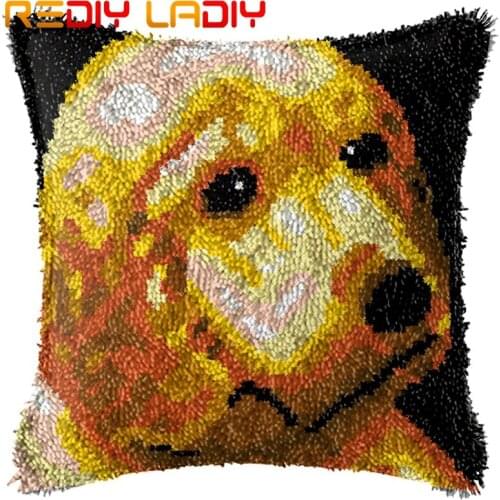 Latch Hook Cushion Kit In thinking Pillow Case Acrylic Yarn Pillow Pre-Printed Color Canvas Crochet Cushion Cover Hobby & Crafts