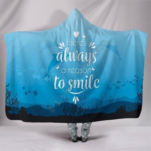 Dolphin Love Hooded Blanket 3D printed Wearable Blanket Adults Kids Various Types Hooded Blanket Wearable 04