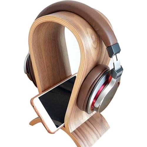 Headphone Stand Solid Wood Head-Mounted Innovative Computer Hanging Headphones Holder Display Stand Headphone Bracket Shelf