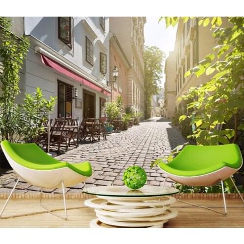 Custom 3D Photo Wallpaper European Style Cafe Bar Tea Shop Personalized Art Street View Street Wall Painting Mural Wallpaper 3D